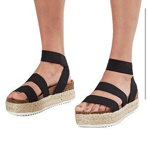 Steve Madden Black Kimmie Espadrille Sandal Size 6